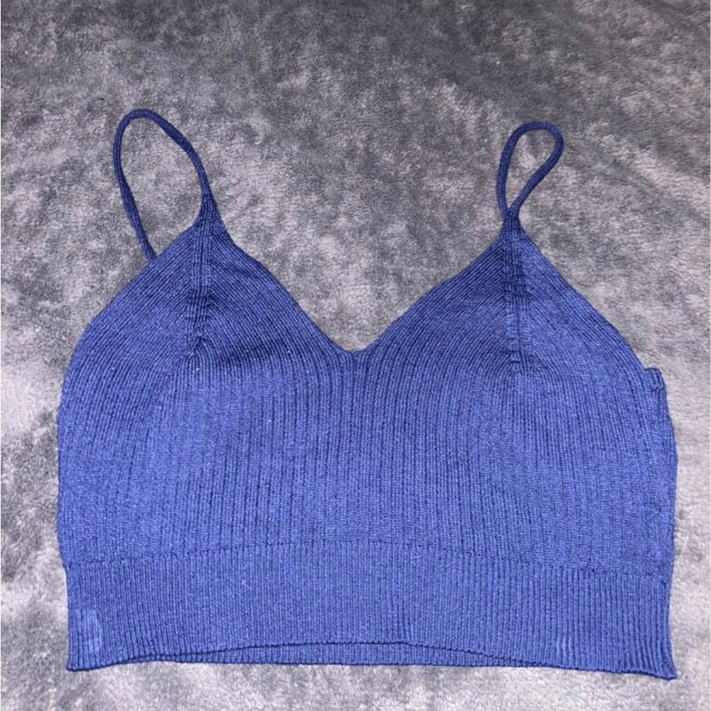 H&M Blue Ribbed Tank Top